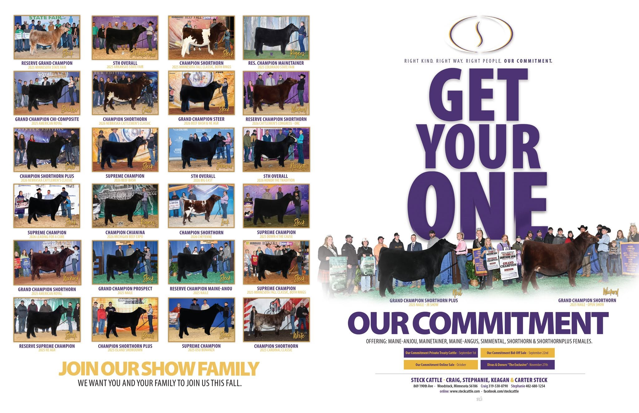 GET YOUR ONE August Steck Cattle Advertisement featuring champions